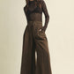 High-Waist Pleated Yoke Palazzo Pant