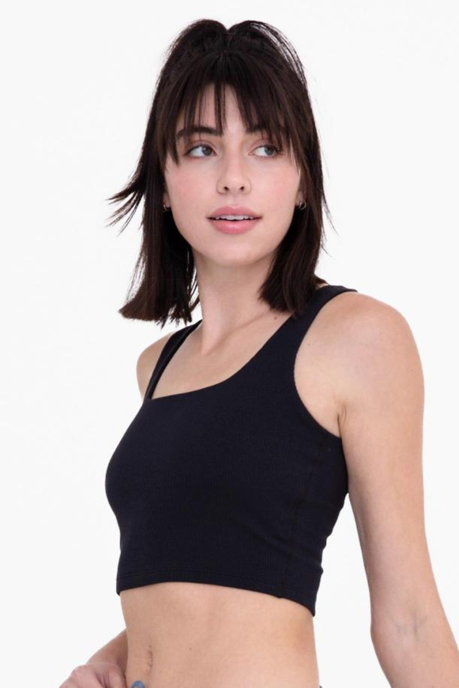 Ribbed Square Neck Cropped Tank