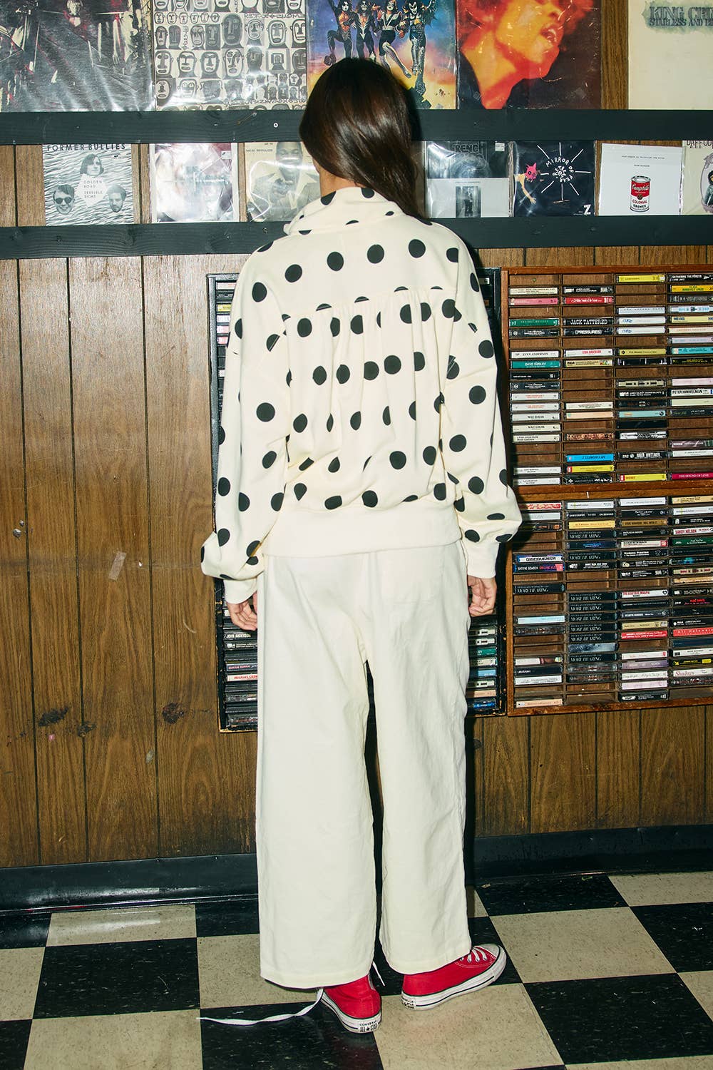 Polka Dot Half-Zip Sweatshirt