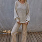 Sweater Knit Crochet Round Neck Long Sleeve Top