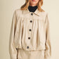 Faux Suede Gathered Yoke Blouson Jacket