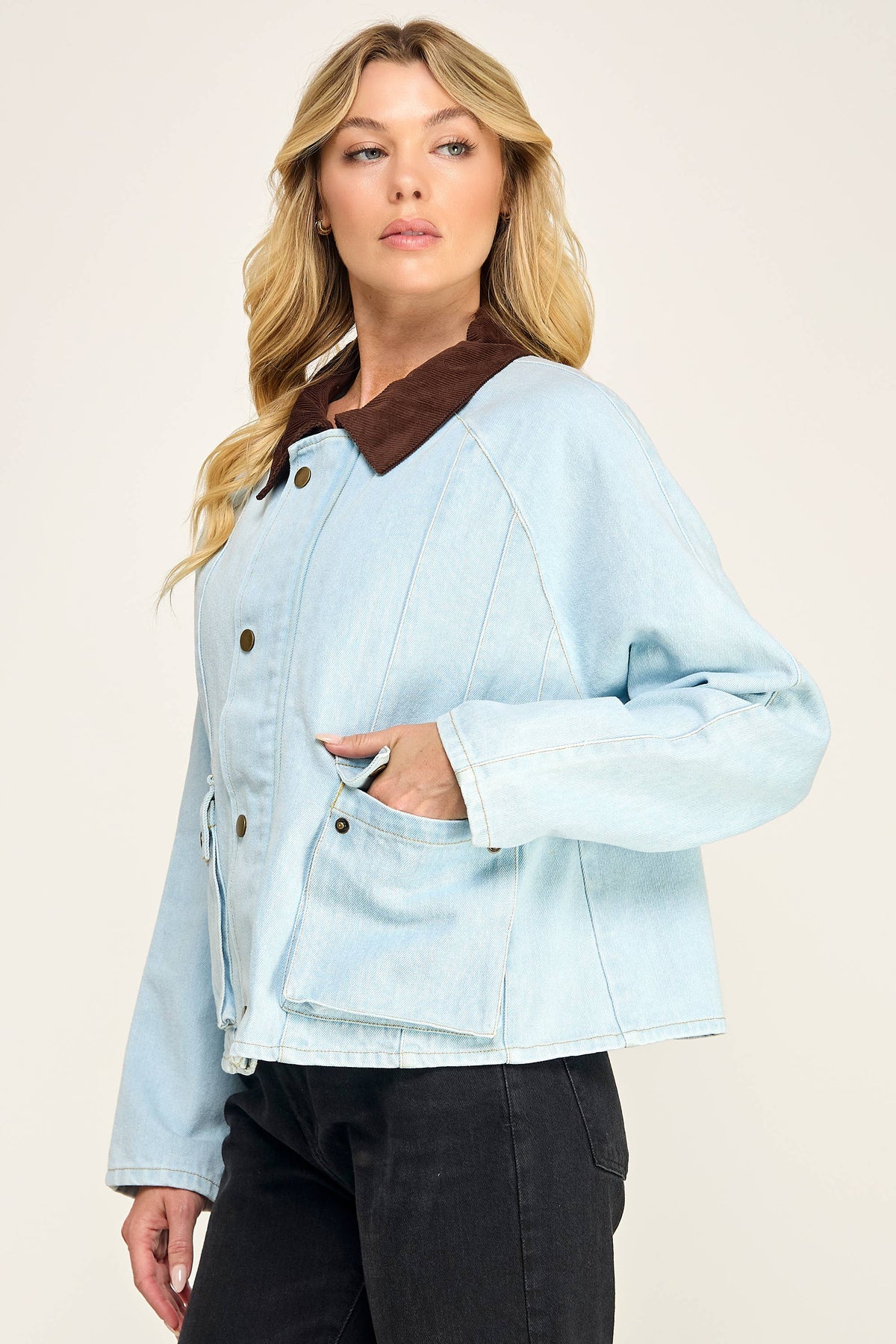 Denim Contrast Collar Jacket