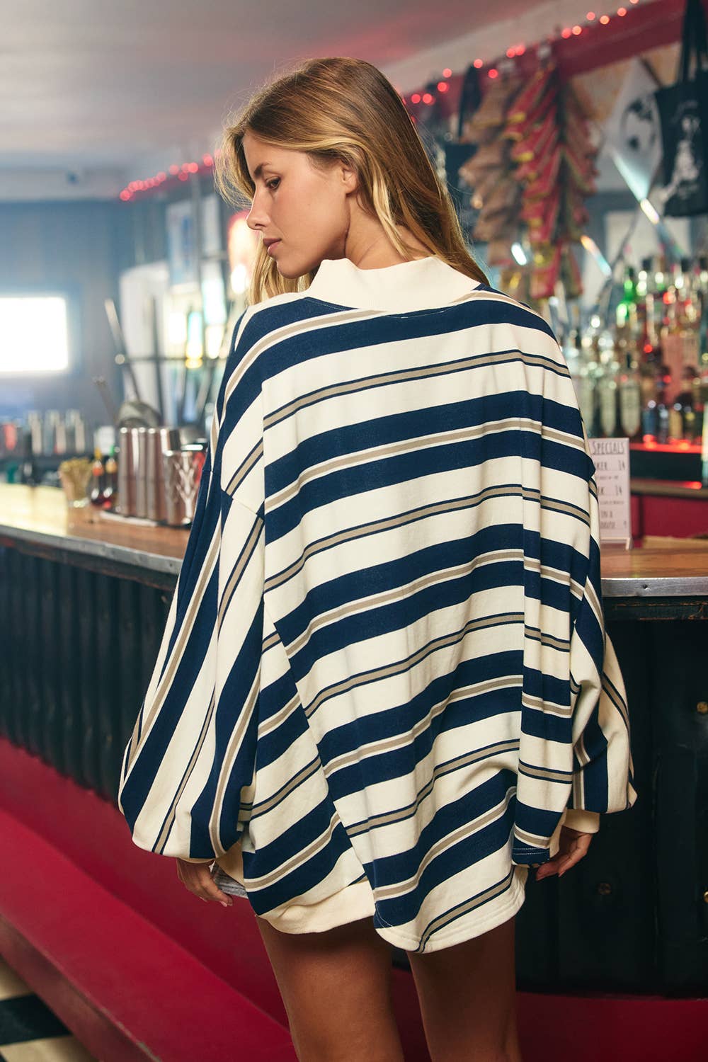 Striped Oversized Crewneck Top