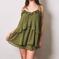 Ruffle Detail Shoulder Tie Flare Romper