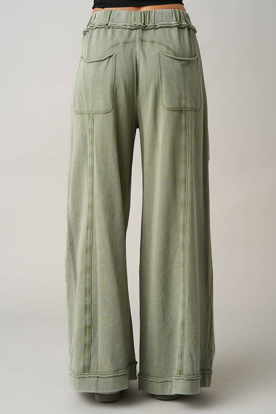 Mineral Wash Curved Seam Wide Leg Pants