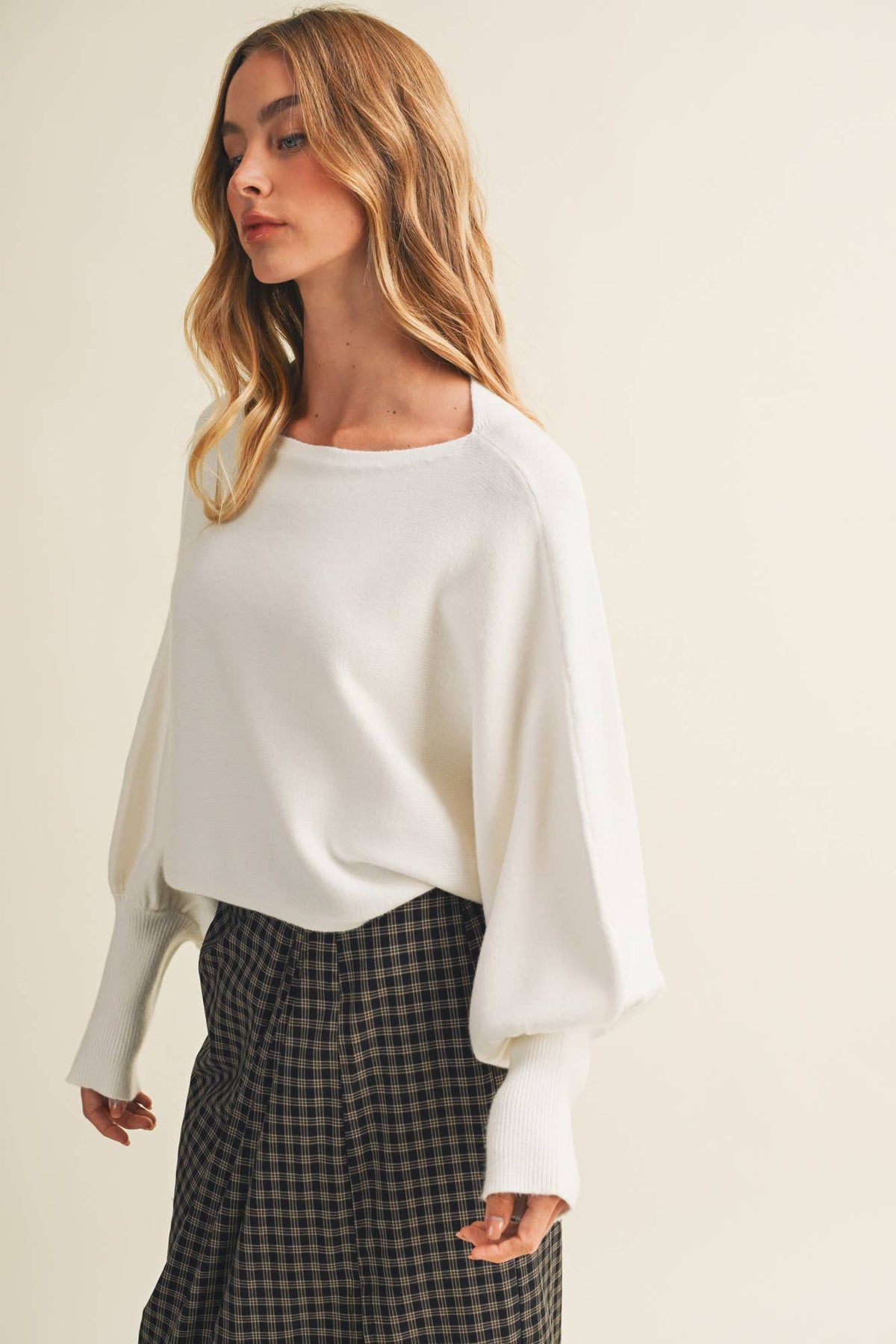 Bateau Neck Dolman Sleeve Pullover