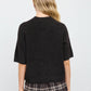 Crewneck Short Sleeve Rib Hem Pullover Sweater