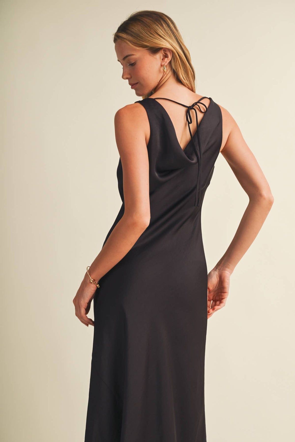 Cowl Neck Bias Cut Maxi Dress