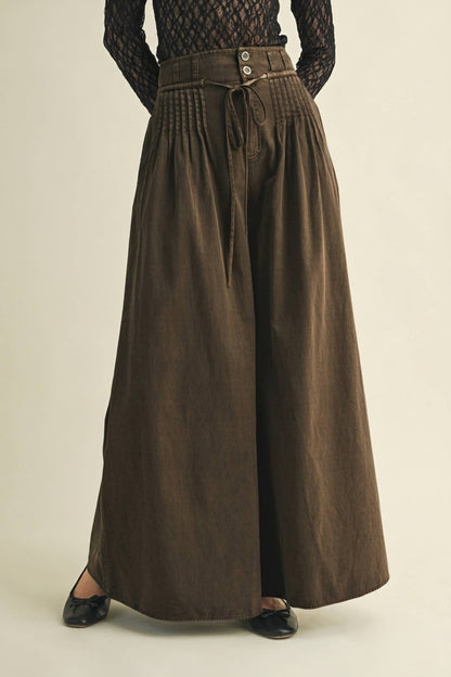 High-Waist Pleated Yoke Palazzo Pant