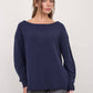 Boat Neck Oversized Knit Pullover Sweater