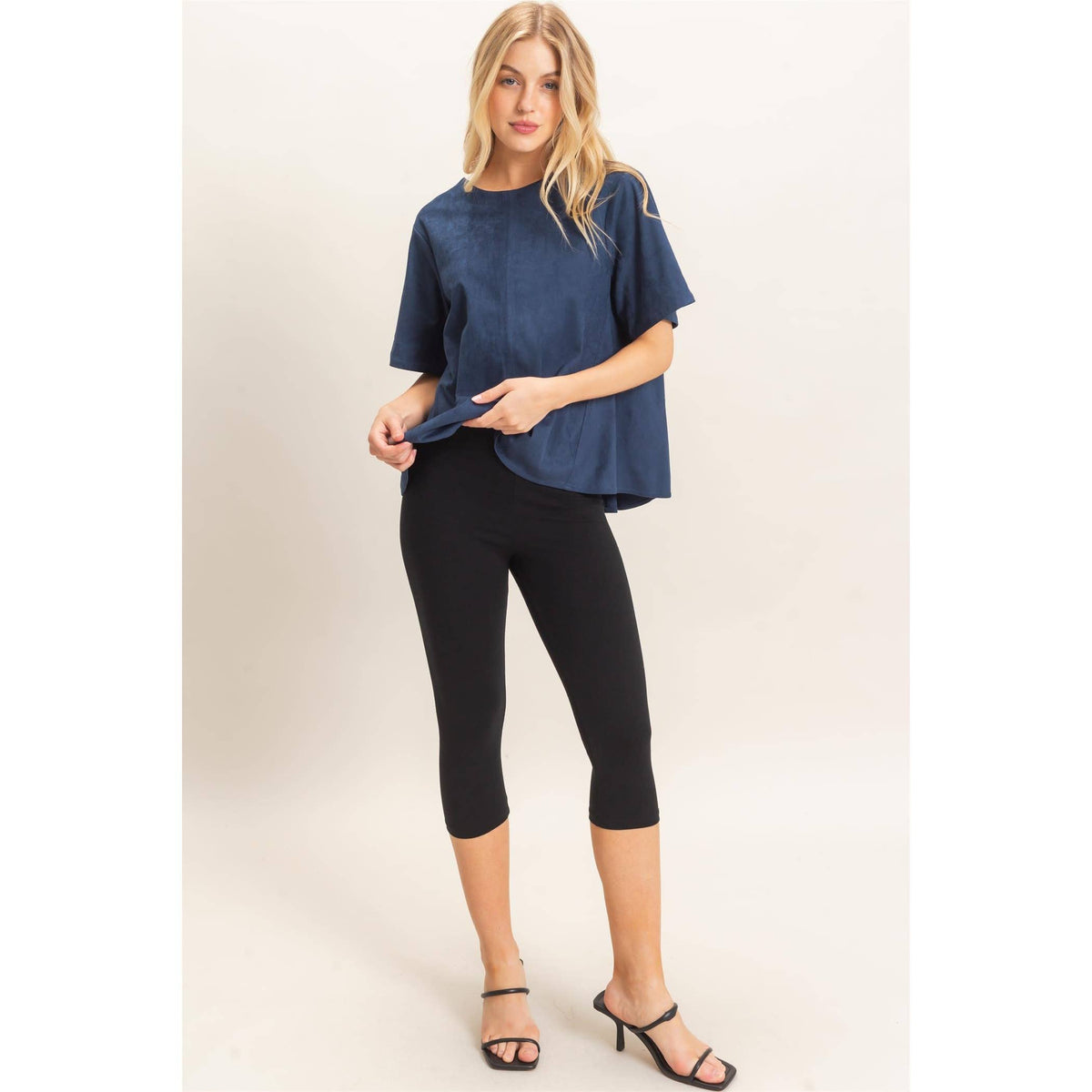 Suede Boat Neck Top