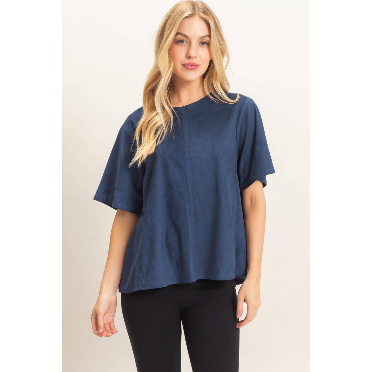 Suede Boat Neck Top