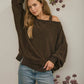 Tiered Sleeve Boat Neck Exposed Seam Knit Top