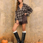 Plaid Collared Long Sleeve Button Down Top