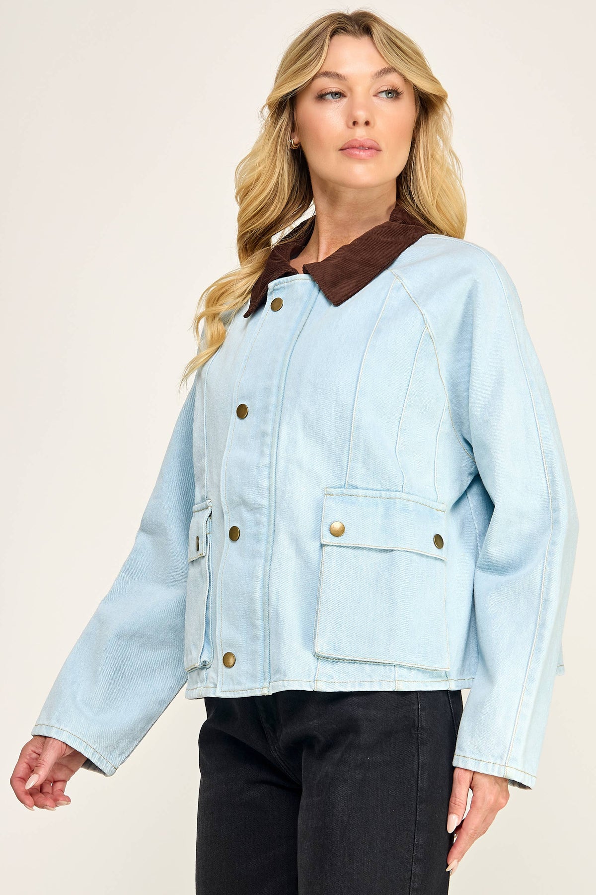 Denim Contrast Collar Jacket