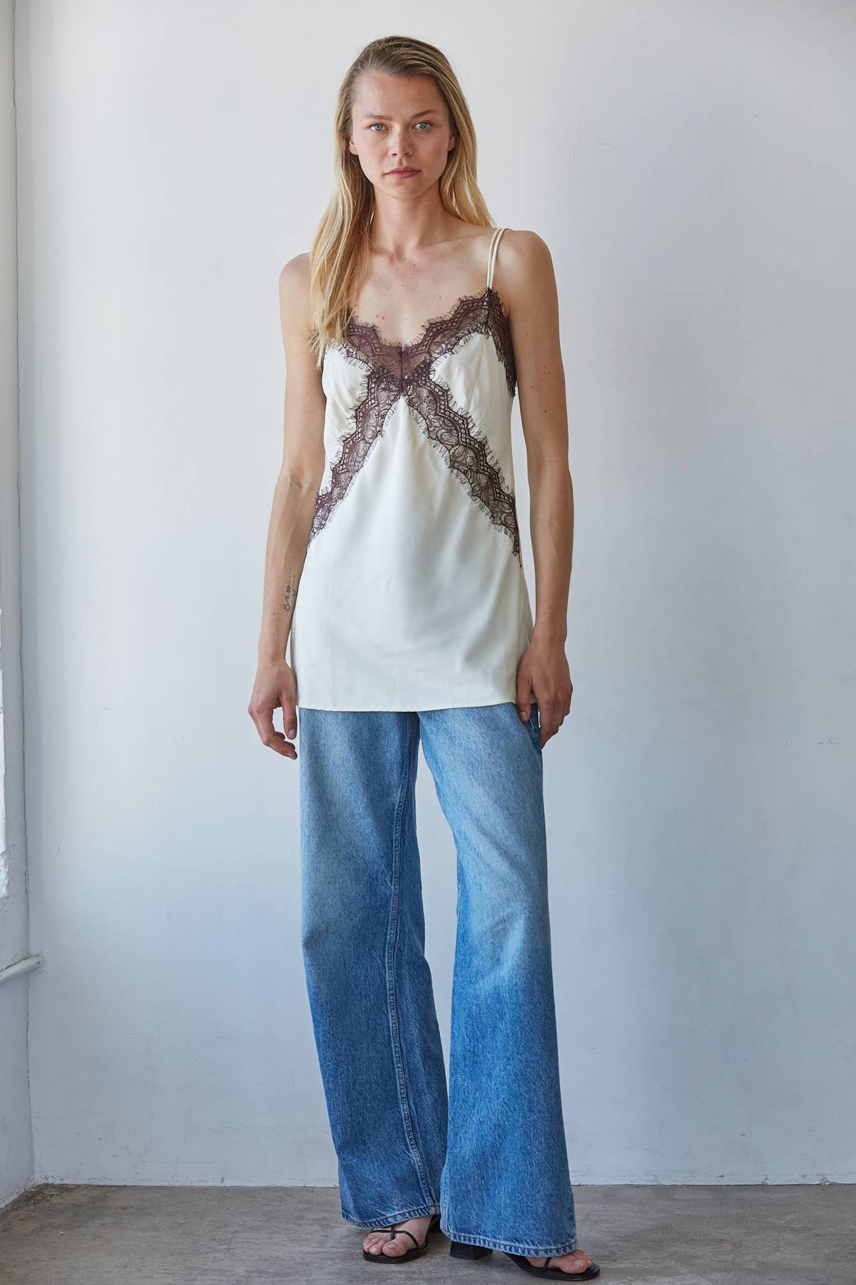 Woven Polyester Satin V-Neck Spaghetti Strap Cami