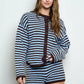 Striped Button Down Long Sleeve Contrast Cardigan