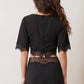 Lace Hem Twill Satin Cape Top