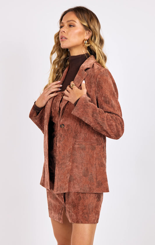Printed Velvet Blazer
