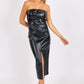 Vegan Leather Midi Pencil Skirt