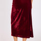 Stretch Velvet Midi Skirt