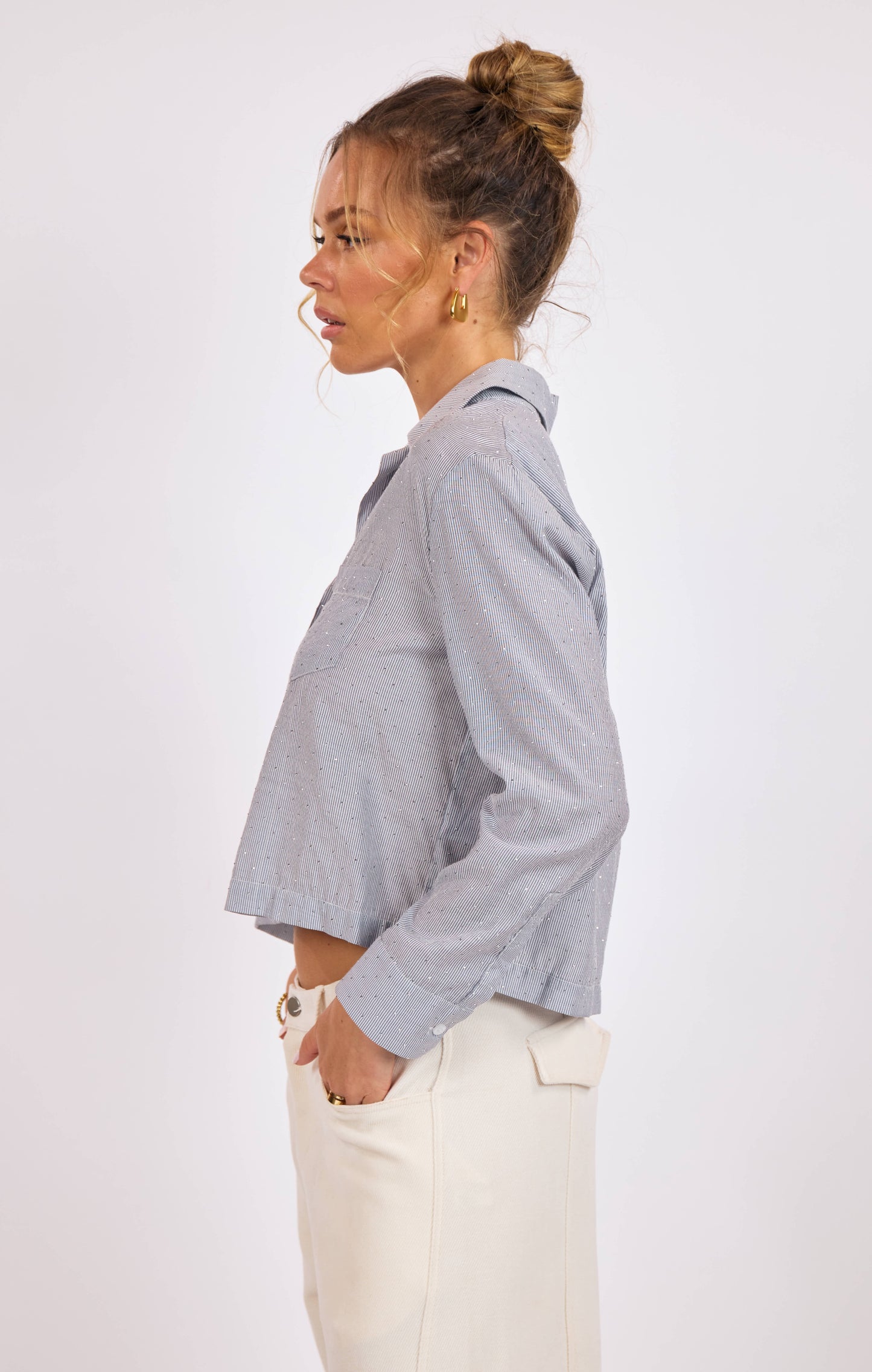 Glacier Glow Rhinestone Cropped Shirt