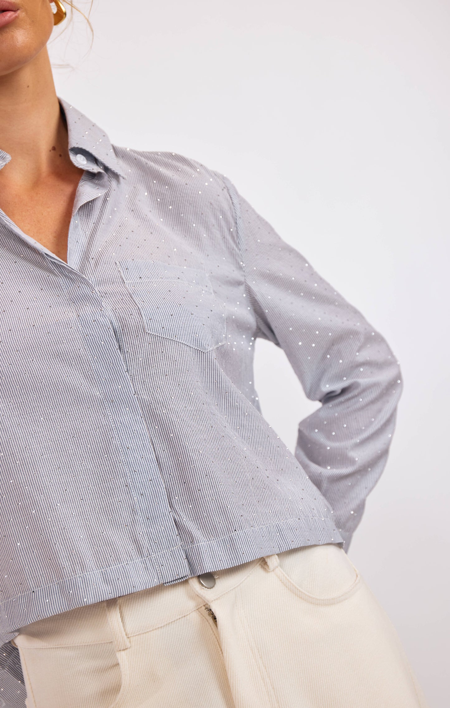 Glacier Glow Rhinestone Cropped Shirt