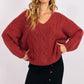 V Neck Cable Knit Sweater