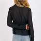 Sheer Ruffle Tuxedo Blouse