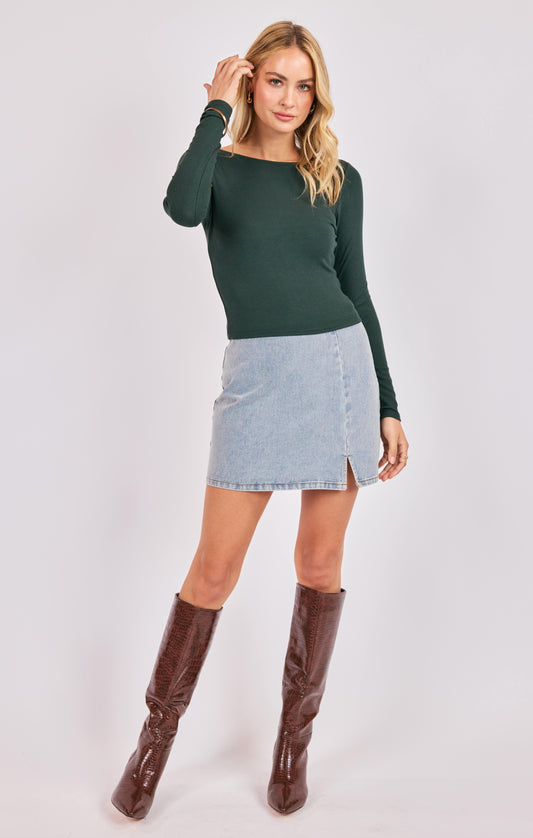 Boat Neck Knit Top