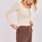 High Square Neck L/SLV Knit Top