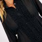 Sheer Ruffle Tuxedo Blouse