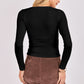 High Square Neck L/SLV Knit Top