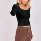 High Square Neck L/SLV Knit Top