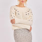 Monroe Leaf Cutout Embellished Sweater