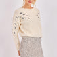 Monroe Leaf Cutout Embellished Sweater