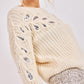 Monroe Leaf Cutout Embellished Sweater