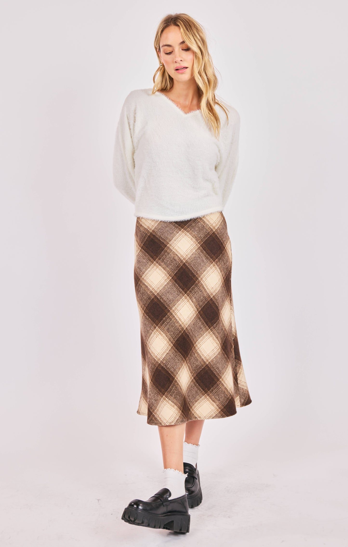 Feather Slouchy Dolman V Neck Top